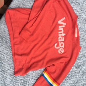 Pink/Red Vintage Havana sweater  soft with rainbow sleeve. Excellent condition.